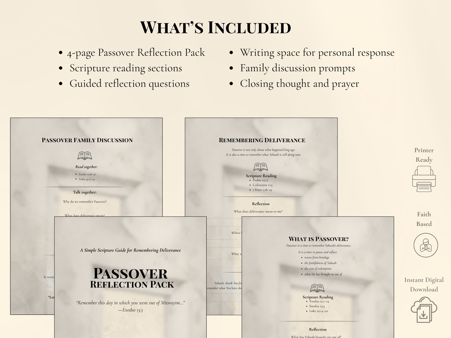 Passover Reflection Pack | Scripture-Based Guided Journal (Printable PDF)