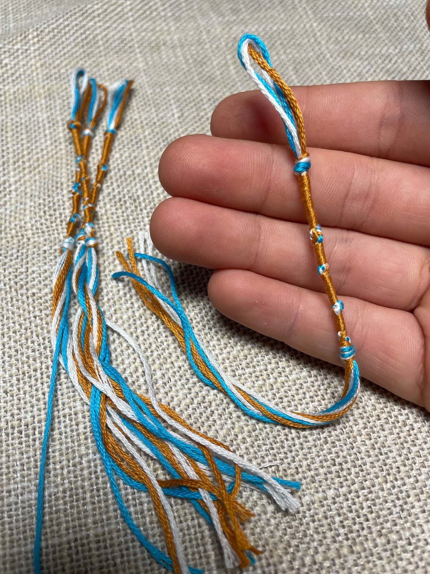 Brown & Blue Tzit-zit (Tassel or Fringe) – Set of 4 – Hand-Made 100% Cotton