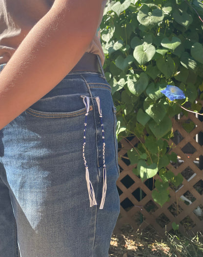 Blue & White Tzit-zit Tassels – Set of 4 – Handmade Cotton Fringe