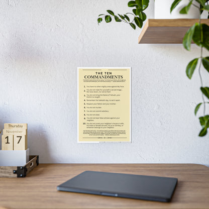 Ten Commandments Poster using the Name of Yahuah your Elohim - Glossy Print (Natural Background Color)