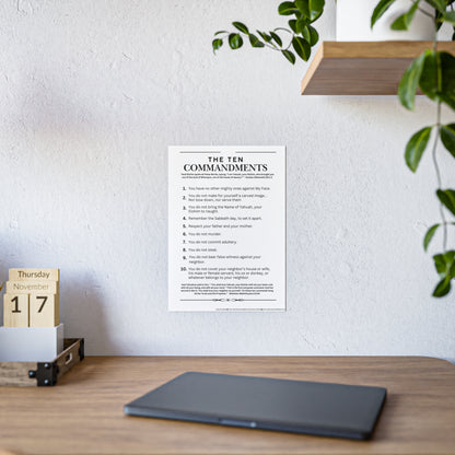 Ten Commandments Poster using the Name of Yahuah, your Elohim - Glossy Print (White Background Color)