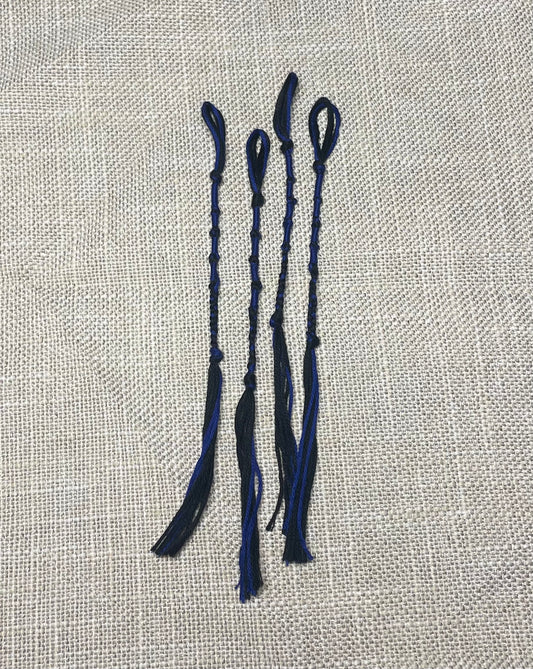 Blue & Black Tzit-zit (Tassel or Fringe) – Set of 4 – Hand-Made 100% Cotton