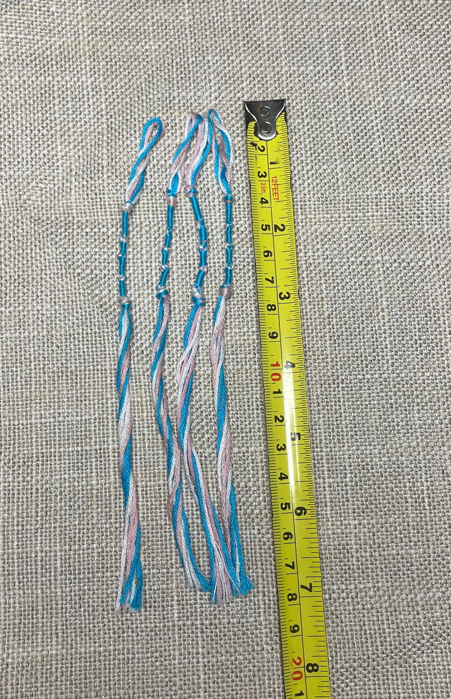 Blue & Pink Tzit-zit (Tassel or Fringe) – Set of 4 – Hand-Made 100% Cotton