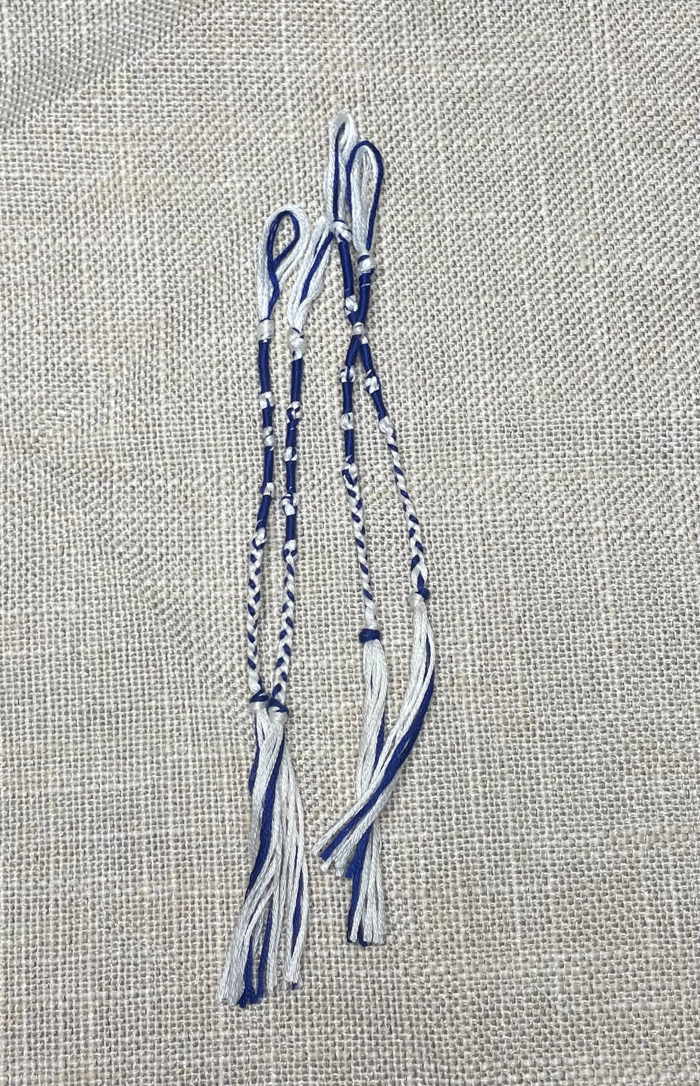 Blue & White Tzit-zit Tassels – Set of 4 – Handmade Cotton Fringe