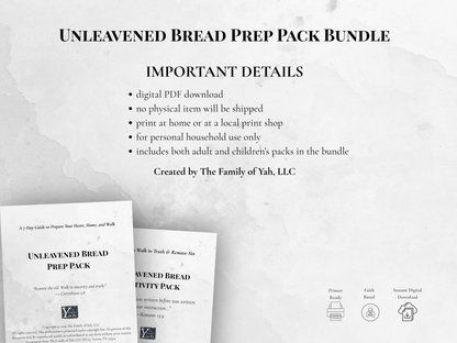 Unleavened Bread Prep Pack Bundle | Adult Devotional + Children’s Activity Pack (Printable PDF)