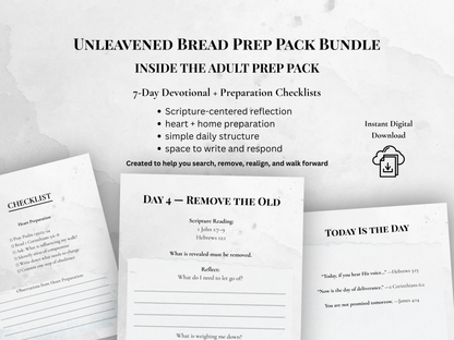 Unleavened Bread Prep Pack Bundle | Adult Devotional + Children’s Activity Pack (Printable PDF)