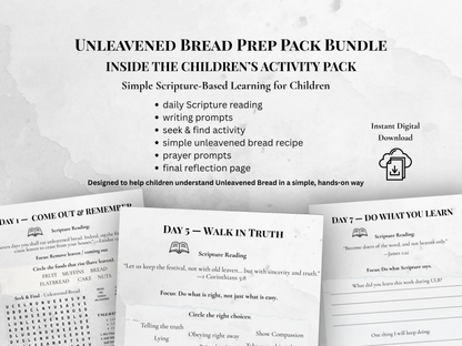 Unleavened Bread Prep Pack Bundle | Adult Devotional + Children’s Activity Pack (Printable PDF)