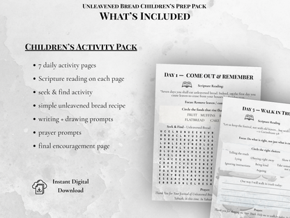 Unleavened Bread Activity Pack for Children | 7-Day Scripture-Based Learning (Printable PDF)