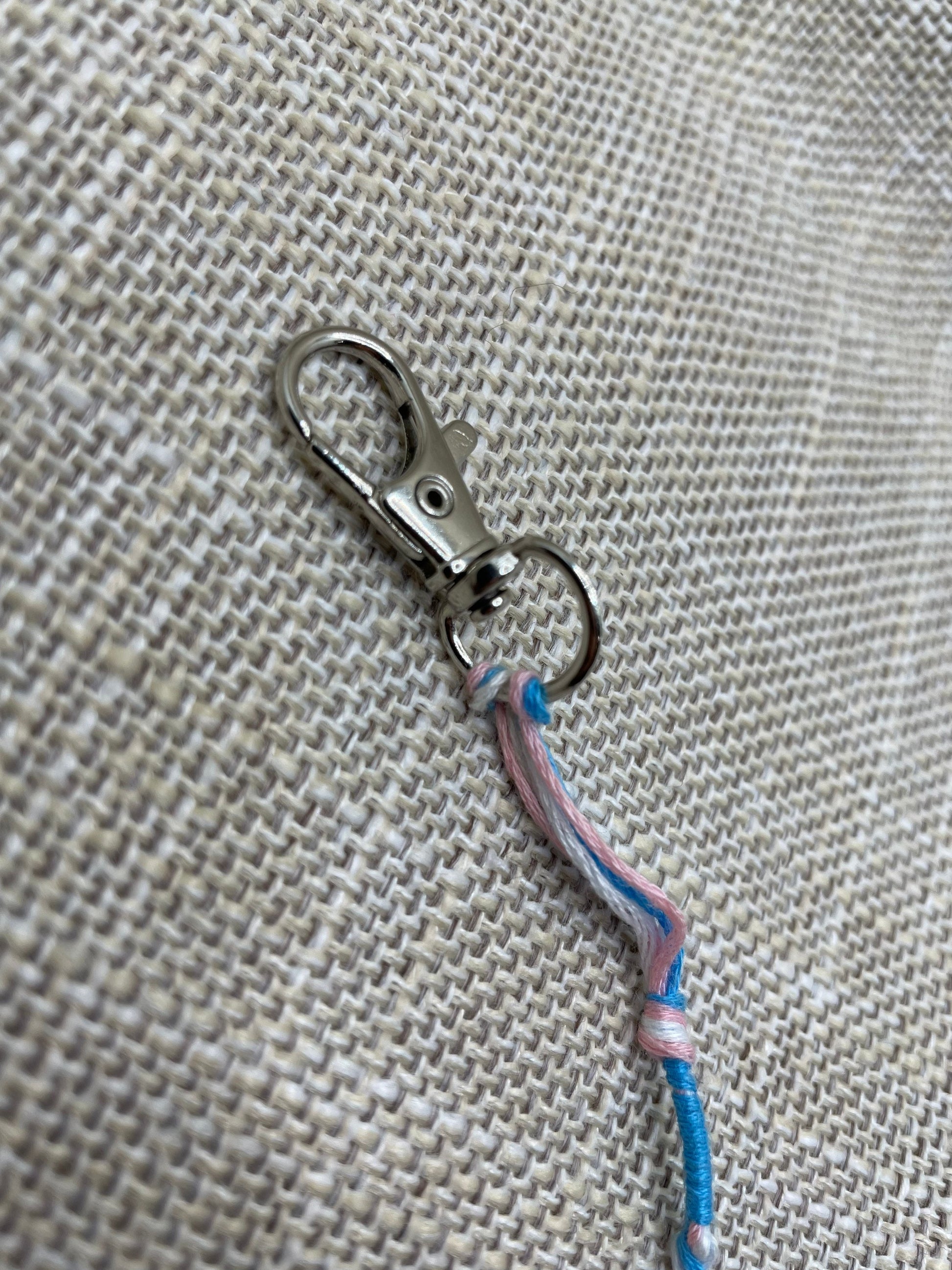 Swivel loop Clip, second view of Tzit Tzit and clips connected, Tassel Clips, Tzit Tzit Clip Metallic Silver painted